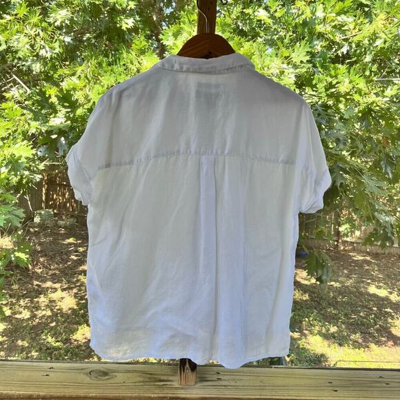 Tahari Women's White 100% Linen Button Down Top Size M - Picture 2 of 5